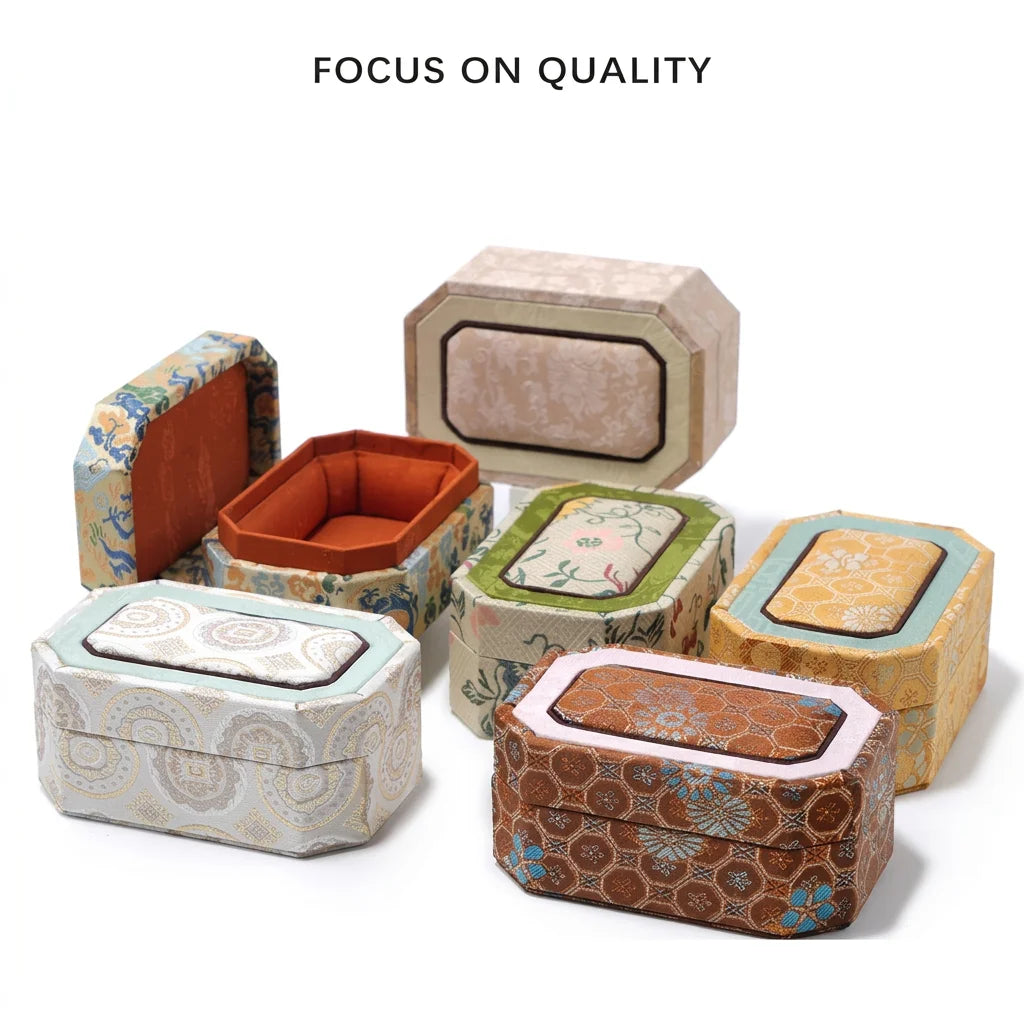 Antique Storage Box Easy To Maintain Oriental Jewelry Box Fabric Storage Box Wear-Resistant For Jewelry Storage