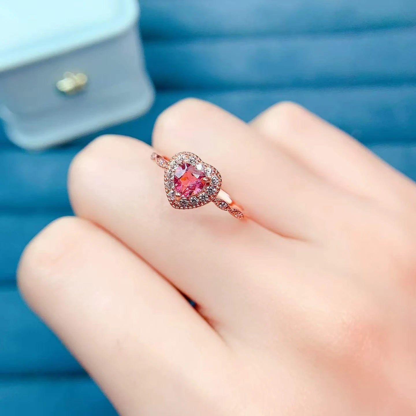 Luxury Multicolor Tourmaline Silver Ring  8 Pieces 3mm*4mm Natural Tourmaline Jewelry with Certificate October Birthstone Ring