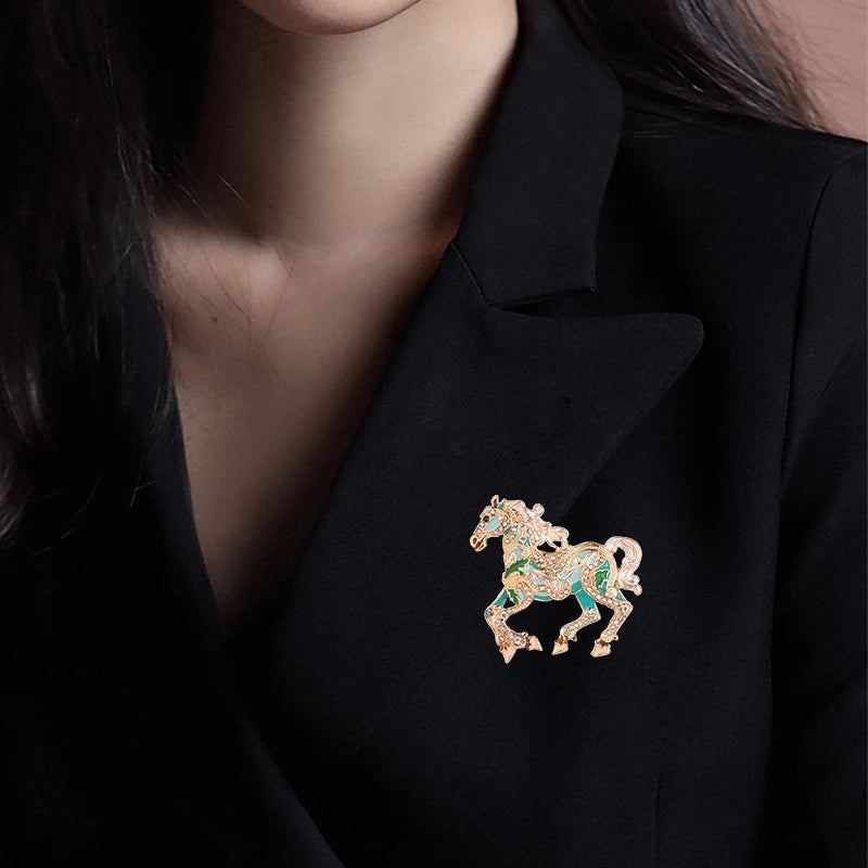 Women's Luxury Jewelry Box Horse Brooch Ornament Souvenir Gift Horse Year Mascot High-end Dress Needle