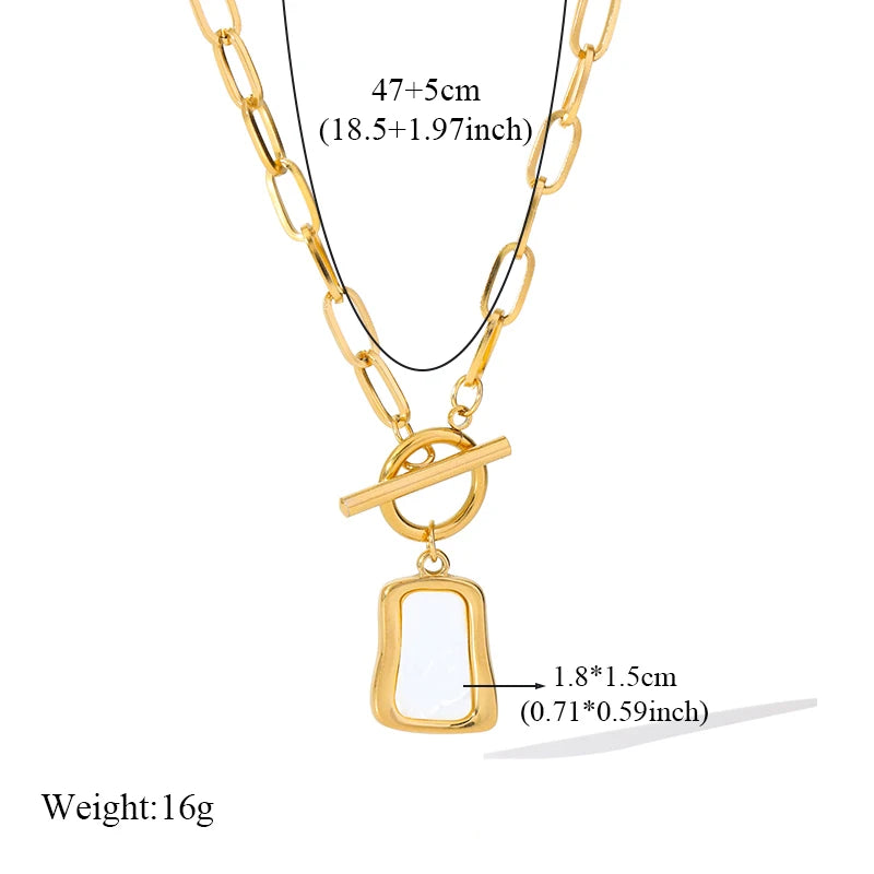 EILIECK 316L Stainless Steel Heart Love Pendant Necklace Statement Golden Glossy Thick Chunky Collar Dangle Neck Chain Jewelry