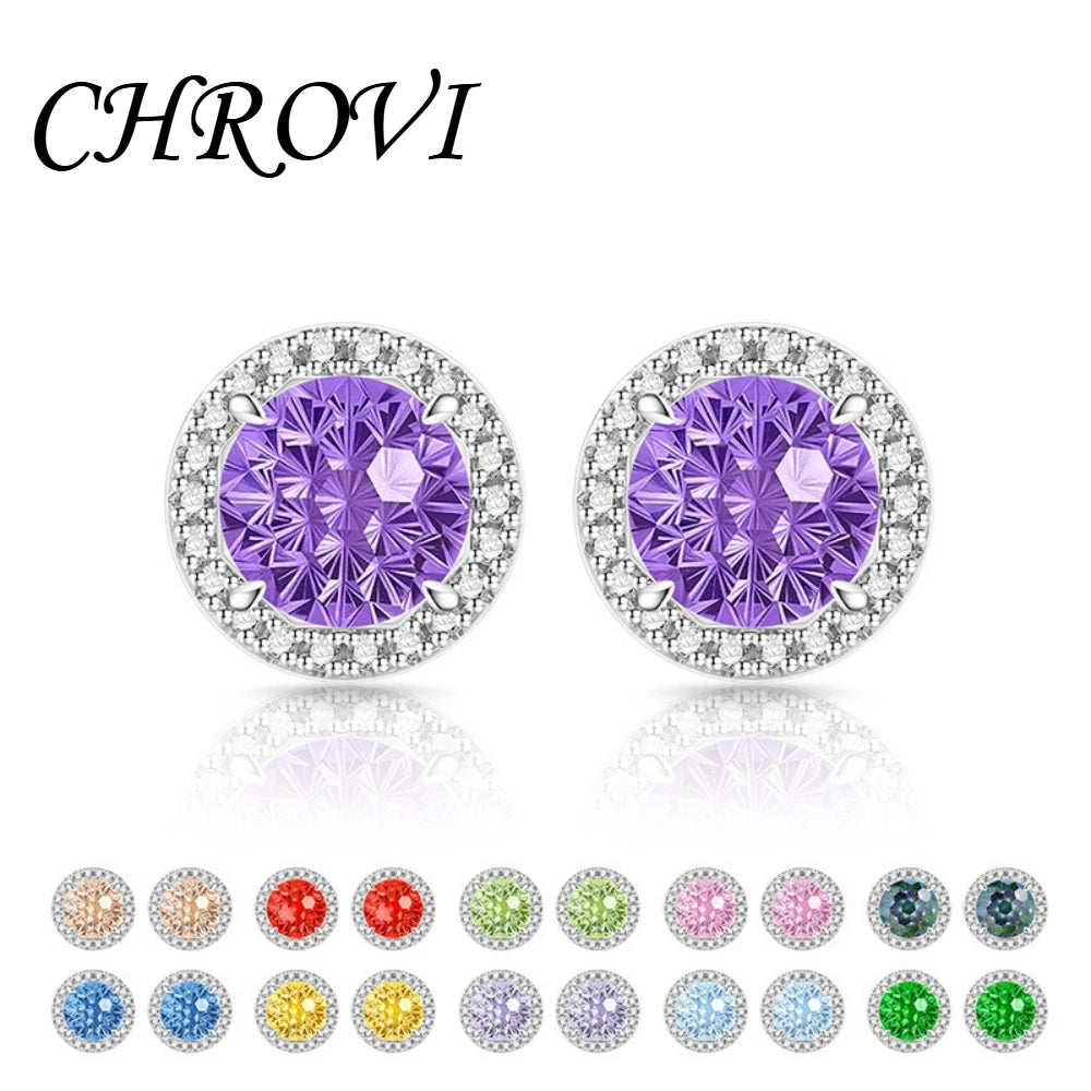 Exquisite 925 sterling silver gemstone-cut princess round earrings with ultra-shiny high-carat diamonds.