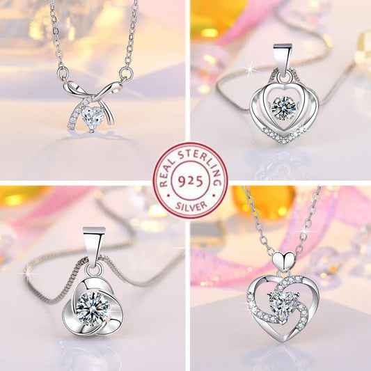 925 Sterling Silver Necklace Pendant Romance Heart Zircon High Quality For Woman Fashion Wedding Engagement Jewelry Gift