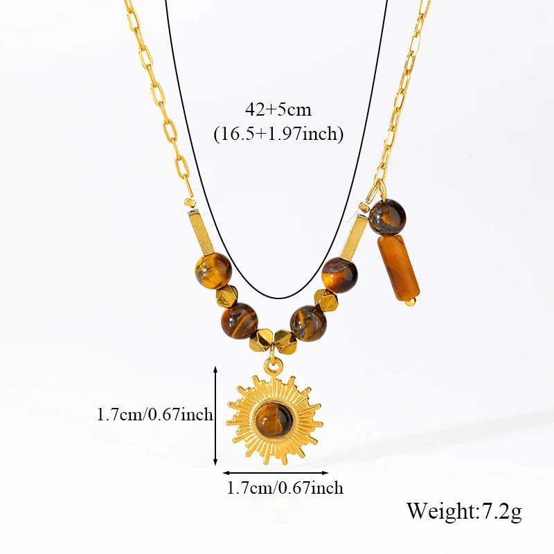 EILIECK Women's Heart Long Pendant Y-shaped Necklace 18K Gold-plated Stainless Steel Neck Chain Daily Water-resistant Jewelry