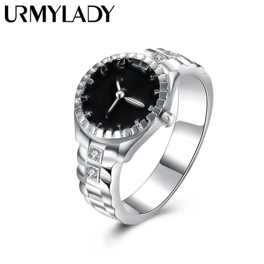 925 Sterling silver crystals Rings Christmas gift for women lady like Watch style Lovely Wedding Cute fashion classic Jewelry