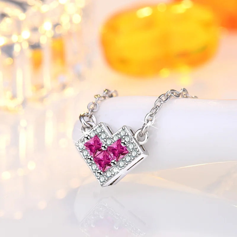 925 Sterling Silver Necklace Pendant Romance Heart Zircon High Quality For Woman Fashion Wedding Engagement Jewelry Gift