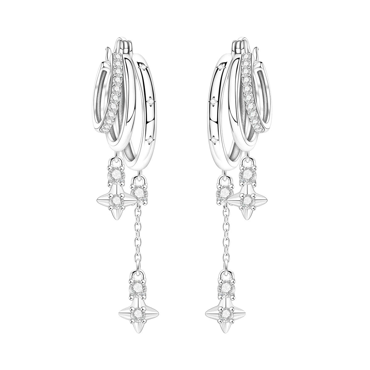 Orstarry 925 Sterling Silver Sparkling Blue Zircon Star Drop Earrings Women Earrings Charm Fashion Versatile Party Jewelry Gifts