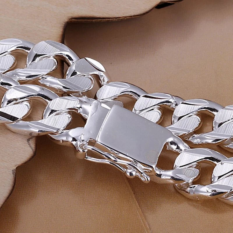 Charm Silver Color 10mm Chain Men Women Chain Wedding Bracelet Fashion Charm Bangle Wedding Party Birthday Gift Free Shipping