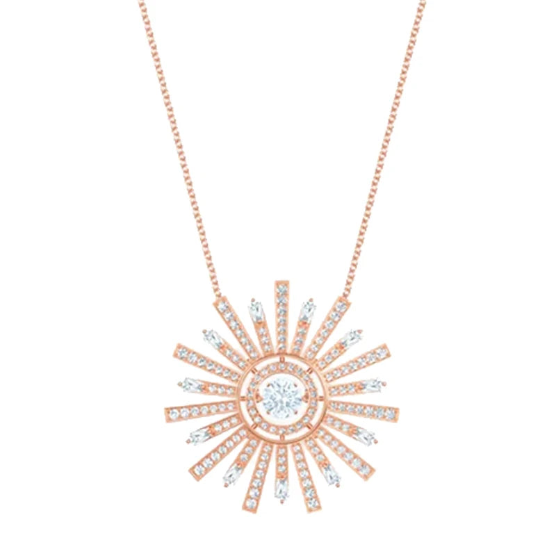 2026 New Trend Original Luxury Crystal Set Charm Yellow Pink Blue Flower Crystal Pendant Fashion Necklace Earring Gift for Women