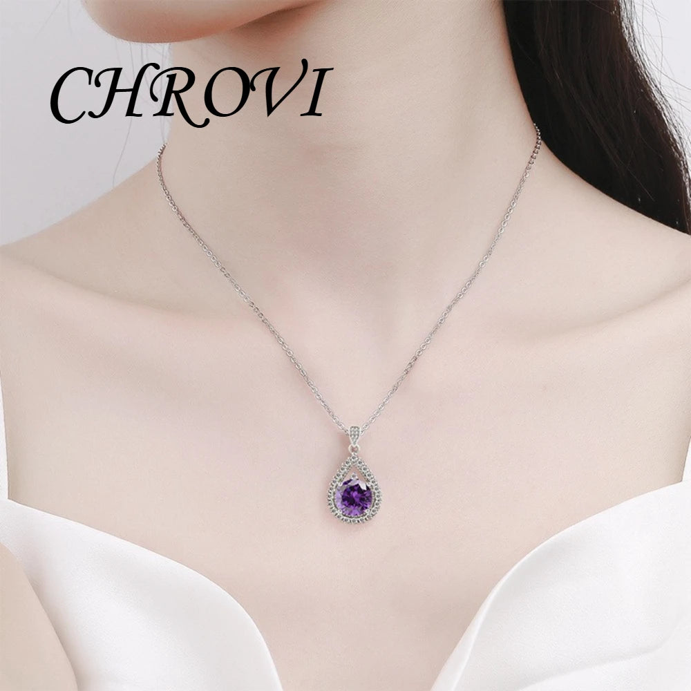 Luxury-Style 925 Sterling Silver Necklace - Fashionable and Versatile Pendant for Women - Gemstone Collar Chain