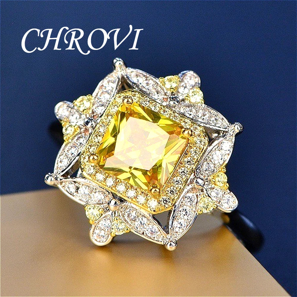 Exquisite 925 sterling silver diamond princess square ring - luxurious party engagement ring - silver jewelry