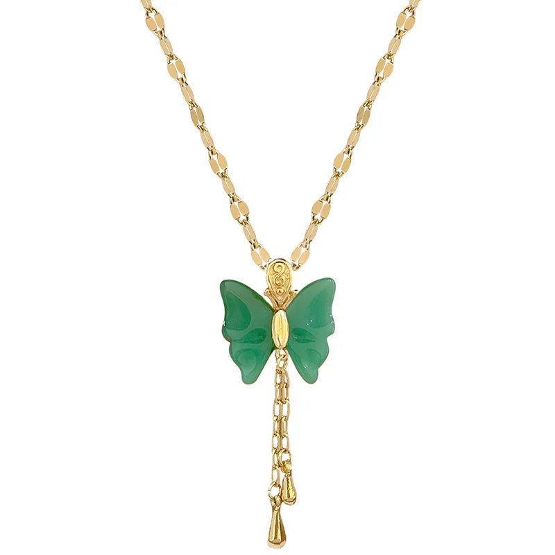 Fashion Design Lucky Butterfly Pendant Female Rhinestone Shining Statement Crystal Charm Choker Necklace for Woman Wedding Gift