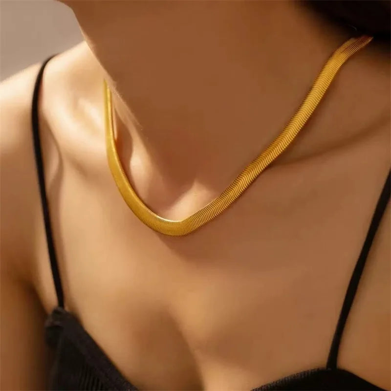 EILIECK 316L Stainless Steel Gold Color Chain Chokers Necklace For Women High Quality  Neck Chain Trendy Fashion Jewelry Bijoux
