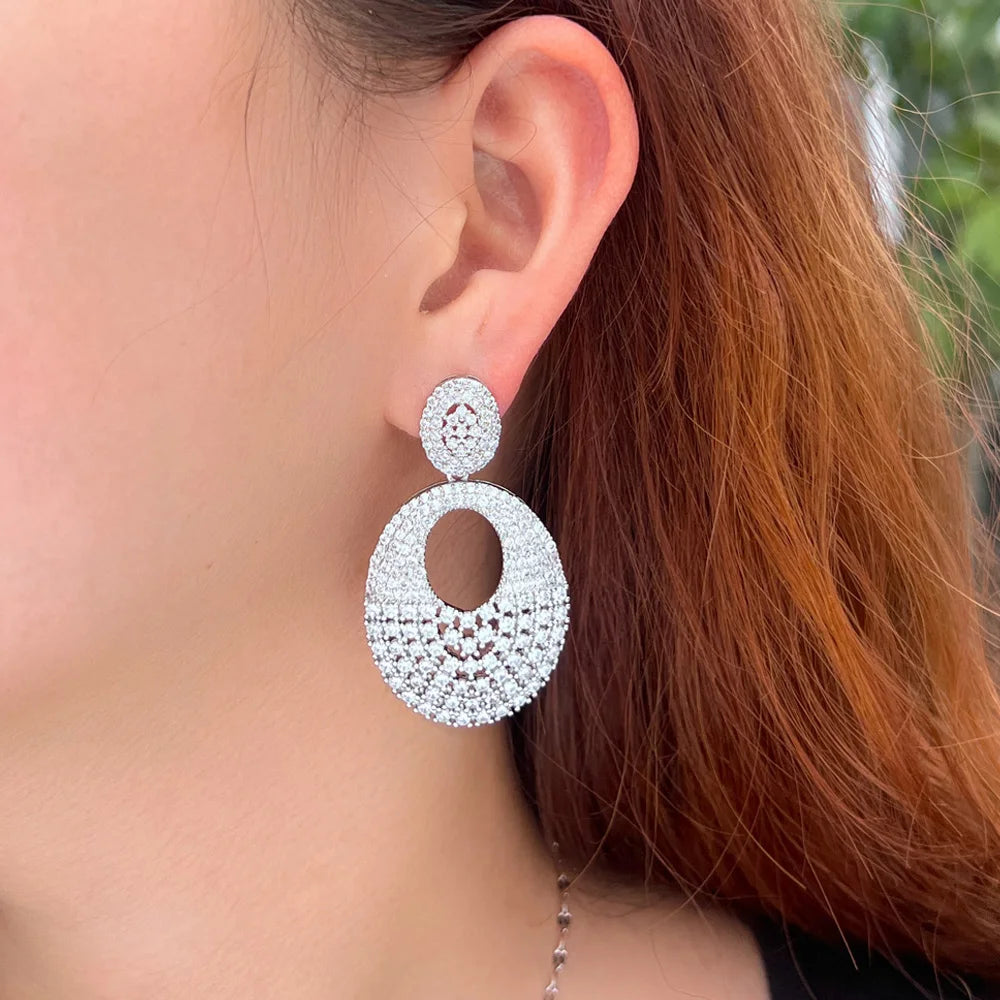 ThreeGraces Gorgeous Shiny White Zirconia Bridal Wedding Elegant Long Big Drop Earrings for Women Fashion Party Jewelry E1135