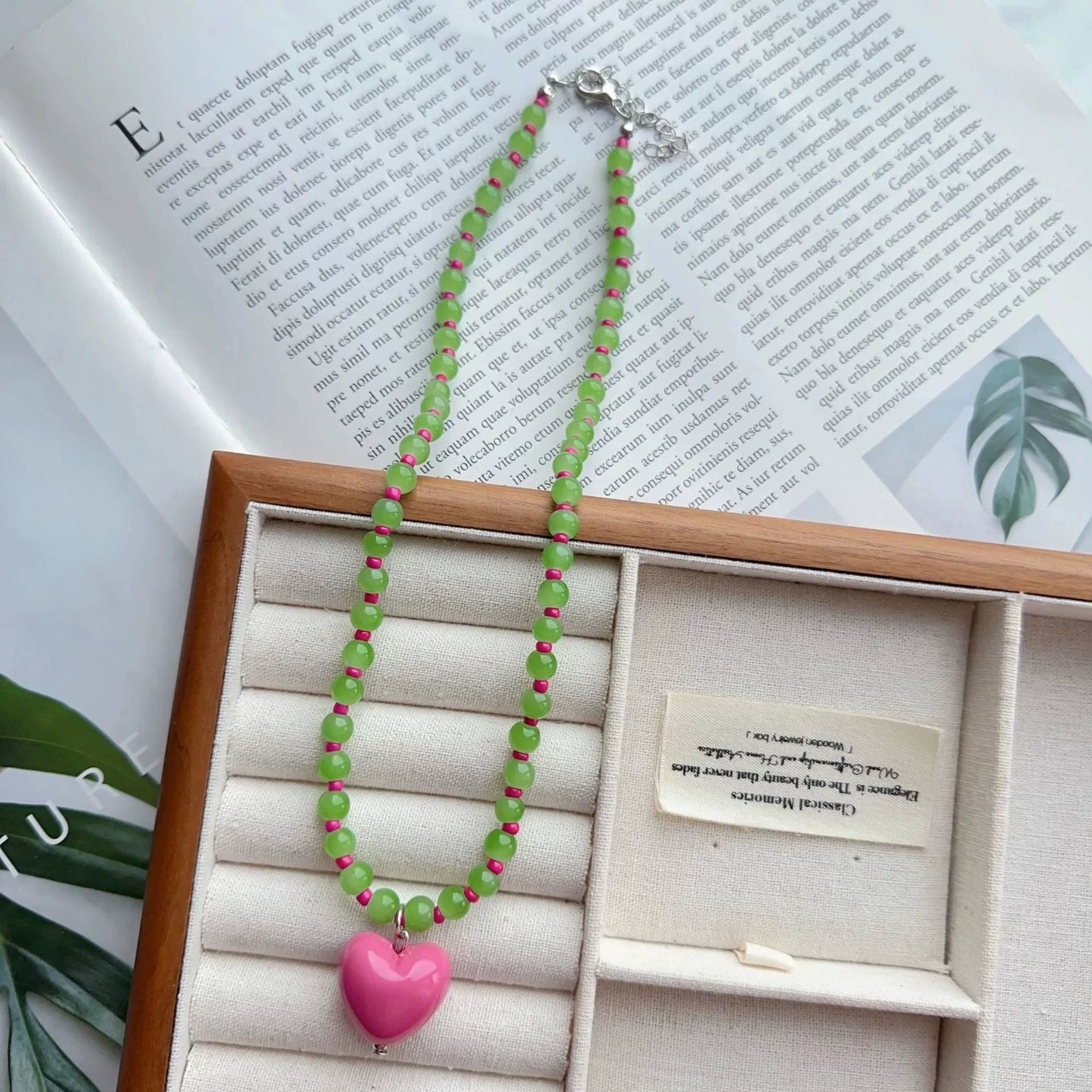 2026 Trendy Cute Candy Color Heart Pendant Glass Beaded Chain Choker Necklace For Women Girls Aesthetic Fashion Neck Accessories