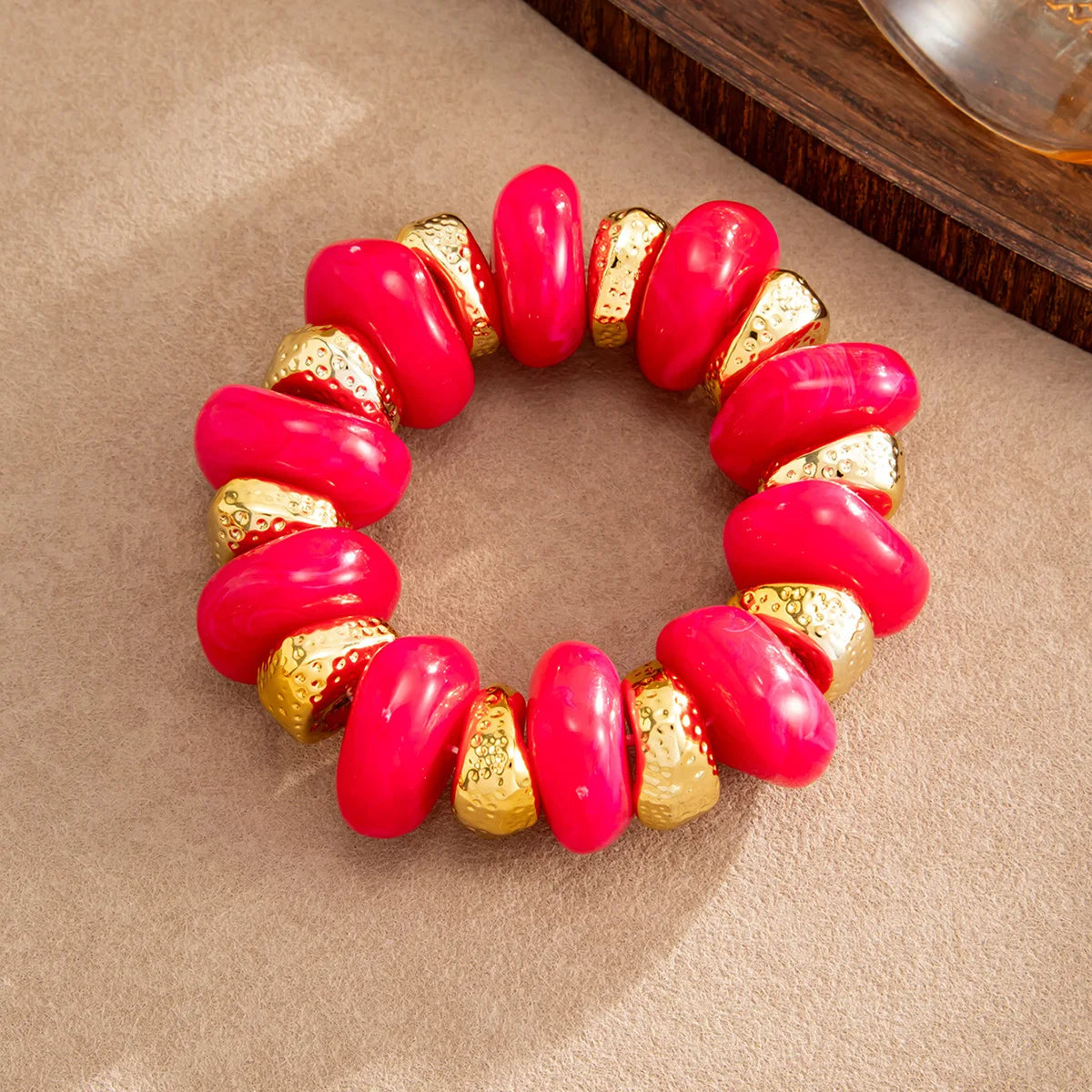KMVEXO Bohemian Colorful Acrylic Beads Bracelet for Women New Trendy Resin Flat Round Elastic Bangles Statement Jewelry Gift