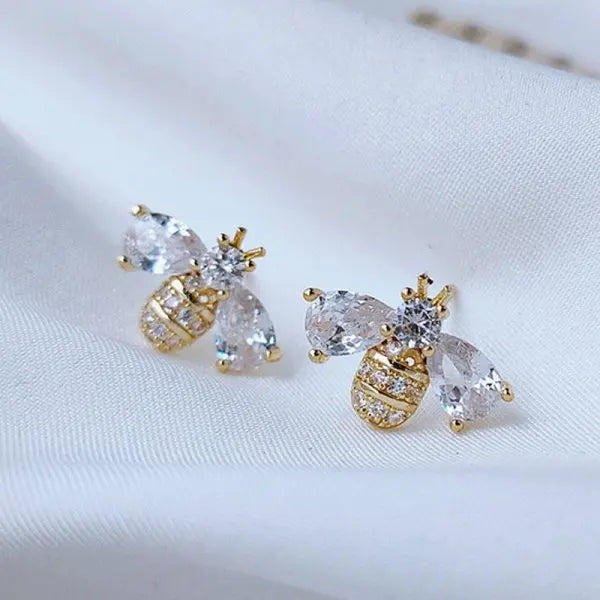 Female Luxury Crystal Zircon Stud Earrings Vintage Flowers Christmas Snowflakes Temperament Earrings New Year Jewelry Gifts