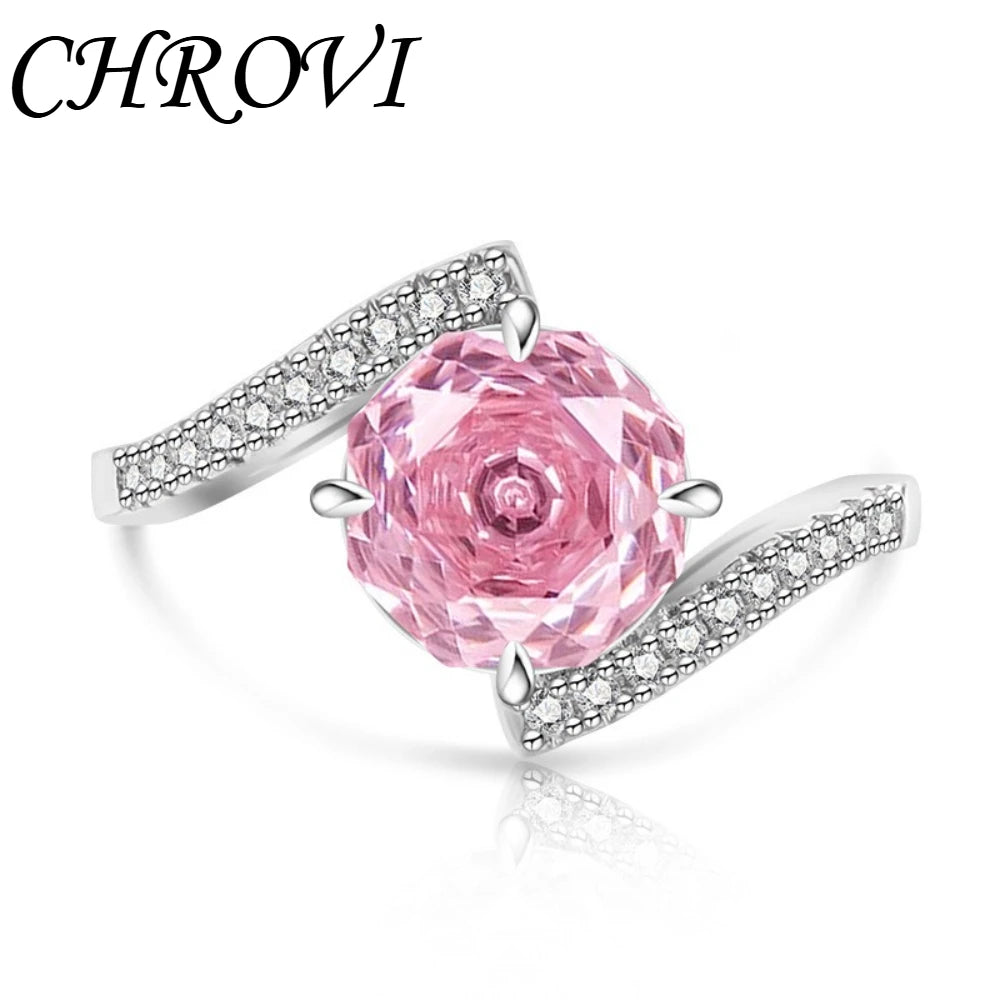 Luxury-Style 925 Sterling Silver Gemstone Rose Cut Ring for Women - Super Sparkling High-Carbon Diamond Finger Ring