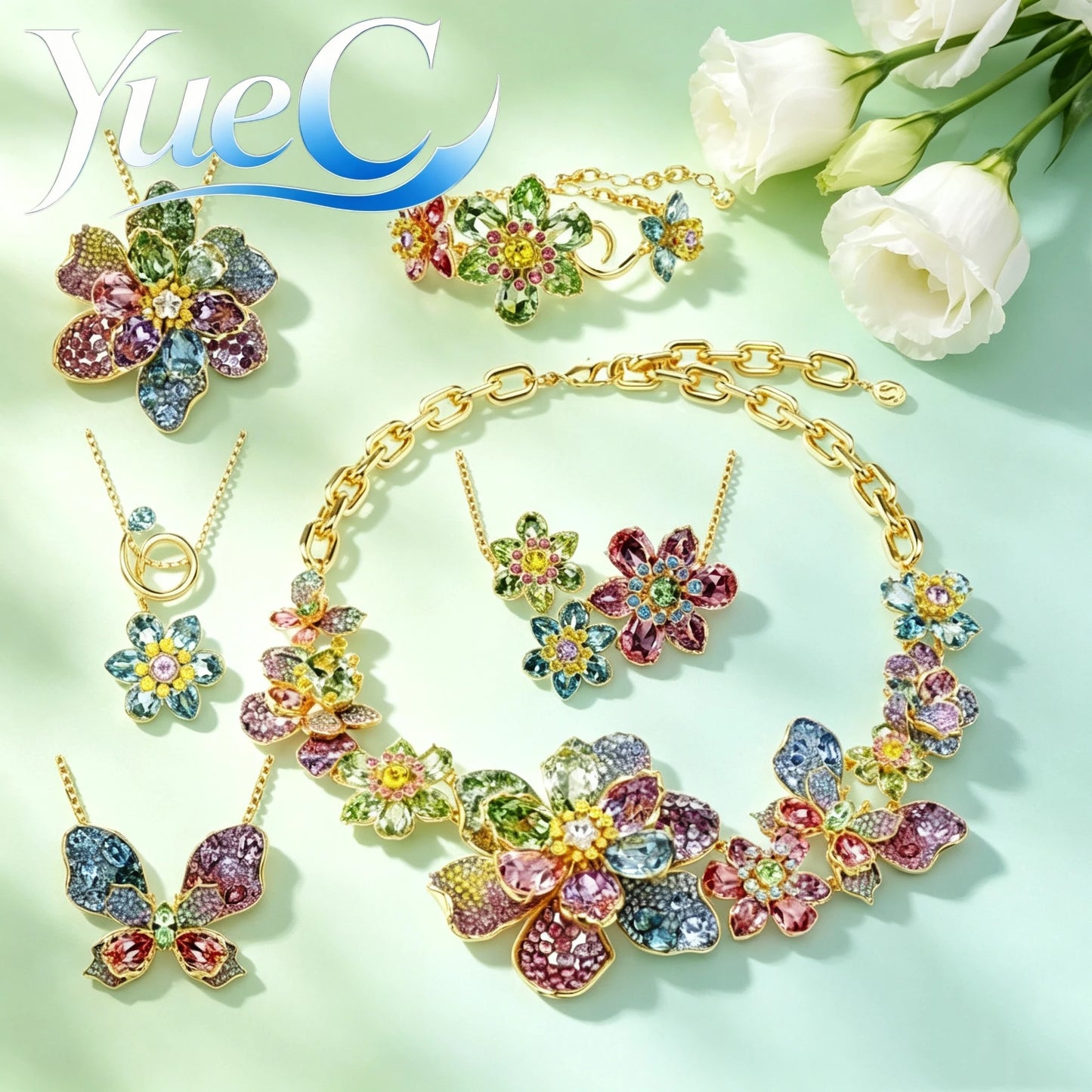 2026 YueC NEW Original Product: Flower Necklace, Butterfly Earrings, Light Luxury Charm Bracelet, Niche Design, Exquisit