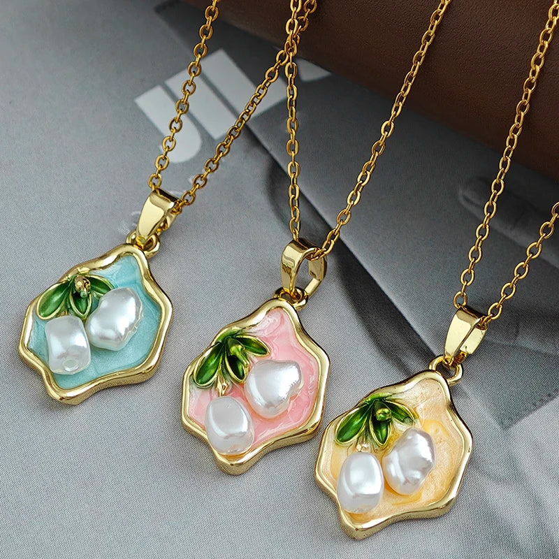 ANENJERY 316L Stainless Steel Irregular Pendant Flower Butterfly Heart Necklace For Women Romantic Niche Jewelry Gifts Wholesale