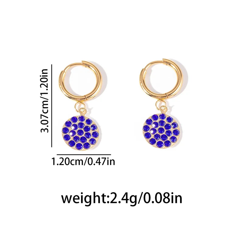 ANENJERY 316L Stainless Steel Heart Geometry Cross Star Circular Zircon Pendant Earrings For Women Fashion Simple Jewelry Gifts