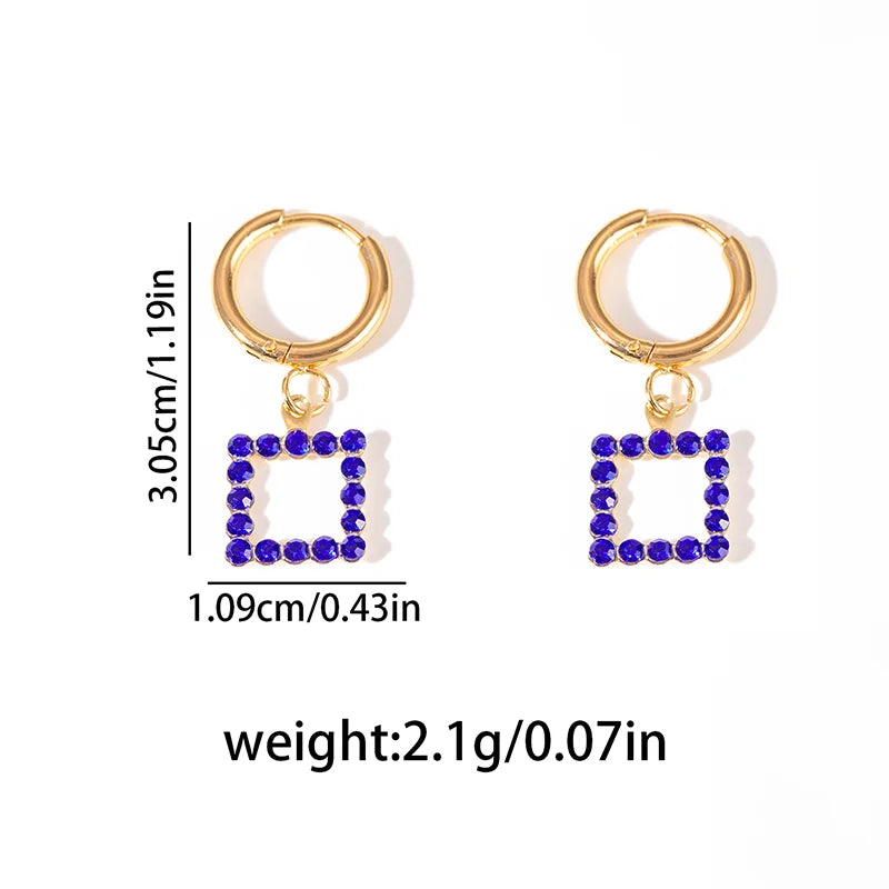 ANENJERY 316L Stainless Steel Heart Geometry Cross Star Circular Zircon Pendant Earrings For Women Fashion Simple Jewelry Gifts