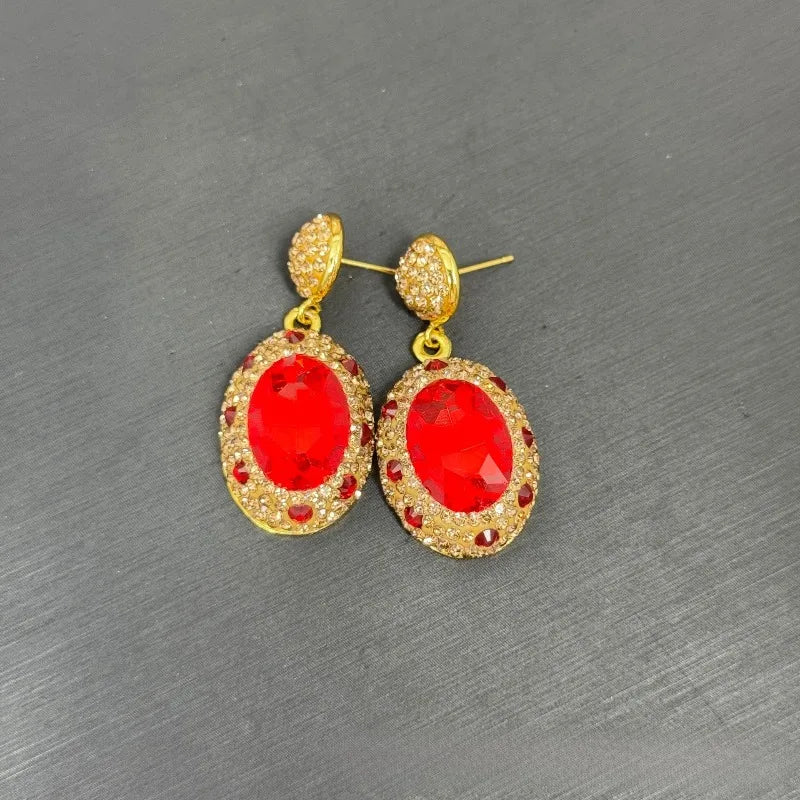 NISHIZAWA Crystal Rhinestones Earrings for Women Geometric Palace Style Statament Jewelry Fashion Elegant Pendientes Mujer