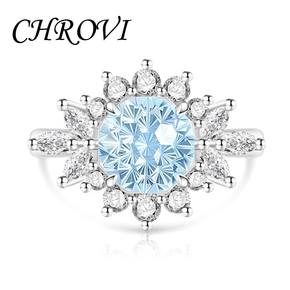 925 pure silver trendy colored gemstone sunflower ring for women, fashionable and versatile finger ring