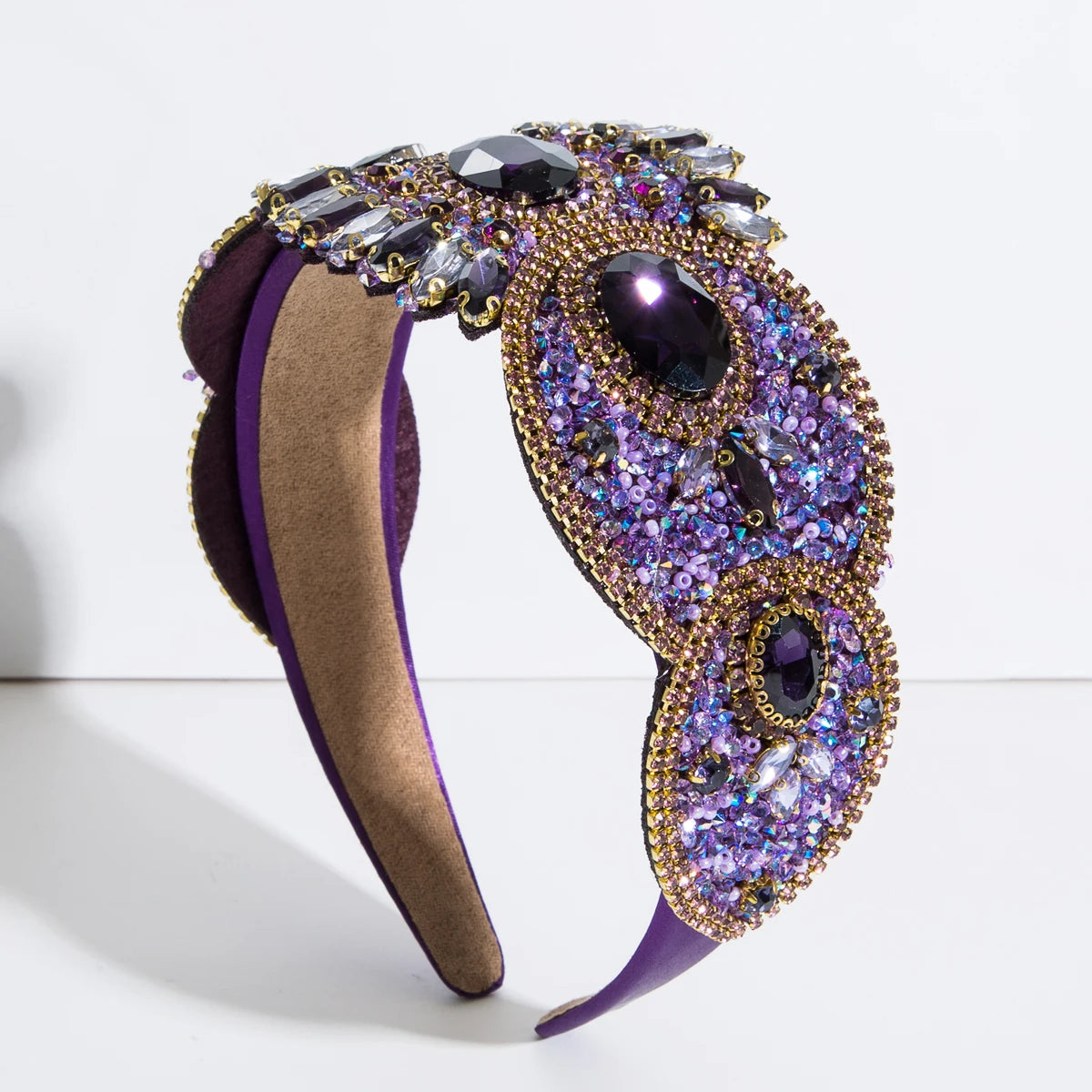 French Style Retro Light Luxury Heavy Industry Hair Band High Grade Rhinestone Wide Edge Headband