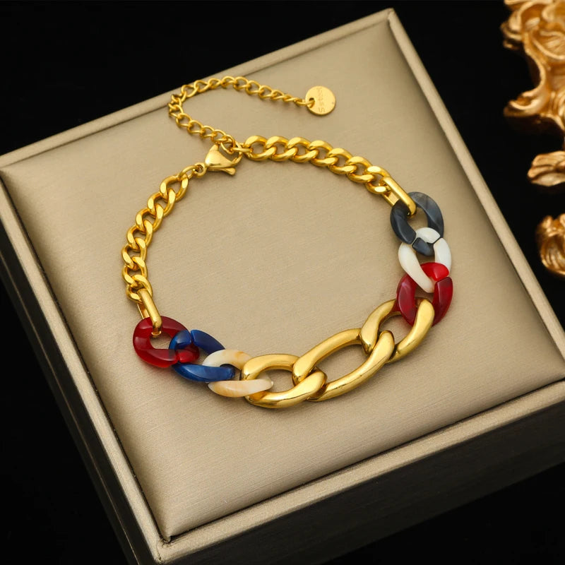 EILIECK 316L Stainless Steel Thick Chain Necklace Bracelet For Women Fashion Trendy Exaggerated Punk Jewelry Set Gift Party