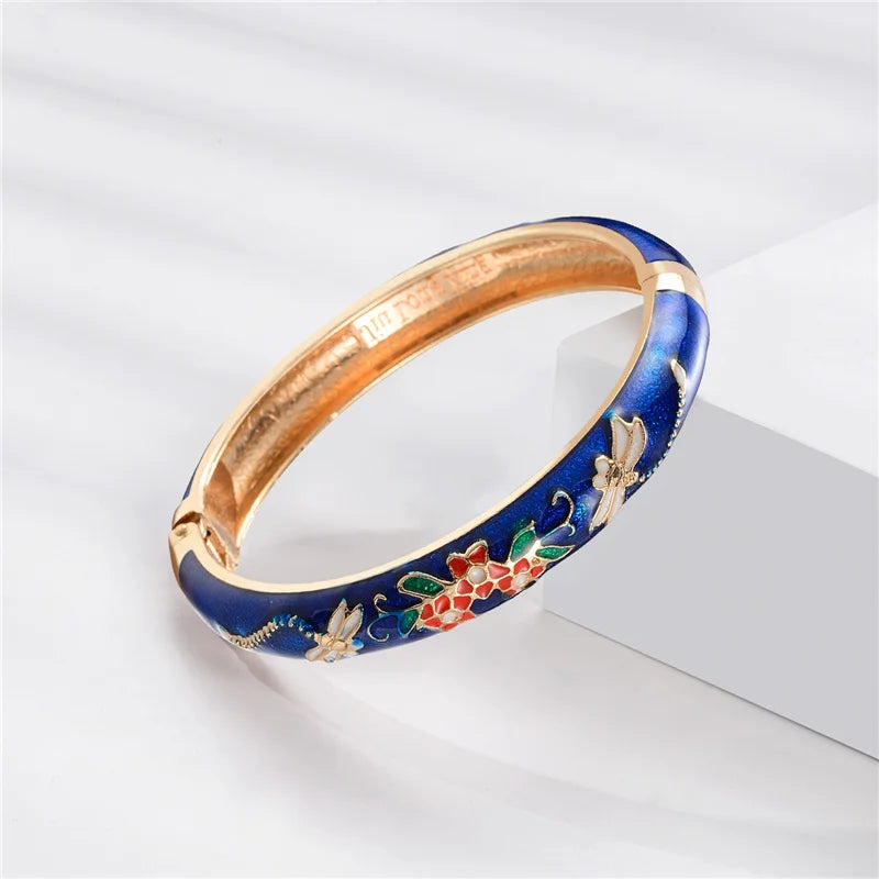 Cloisonne Bracelet For Women Bangles On Hand Enamel Jewelry Flower Women's Hand Bracelet Female Bangle Mother's Day Gifts Wife