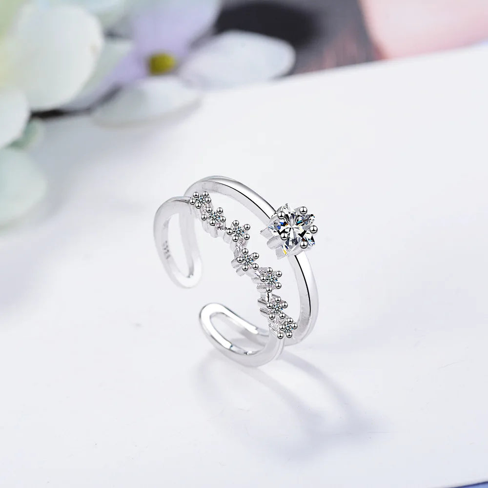 New 925 Sterling Silver Ring Heart Adjustable Simplicity Fashion Exquisite Student Girlfriend Jewelry Accessories Wedding Party
