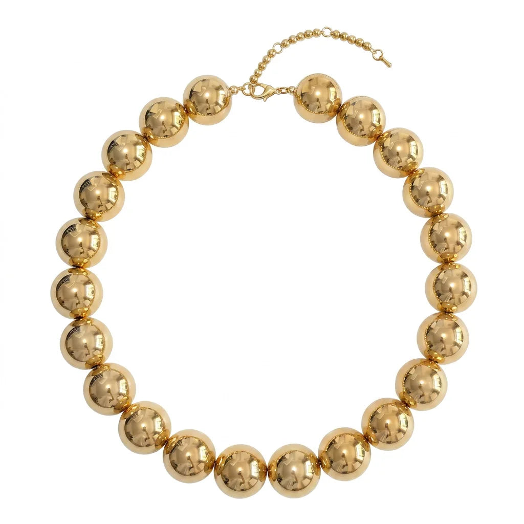 Double Color Round Beads Resin Necklace for Women Bohemian Style Waterproof Statement Choker Collar Necklaces Fashion Jewelry