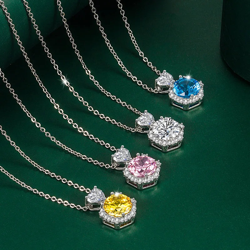 Nice 5A Zircon Necklace Pendant 925 Sterling Silver For Women Wedding Engagement Jewelry Plated 18K white gold Necklaces party