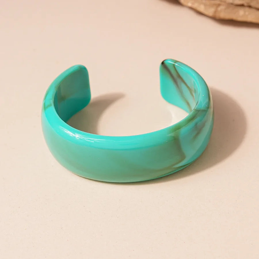 KMVEXO Vintage Turquoise Blue Geometric Resin Bangle Women Irregular Wide Bracelet Ladies Bohemian Beach Acrylic Bangles Jewelry