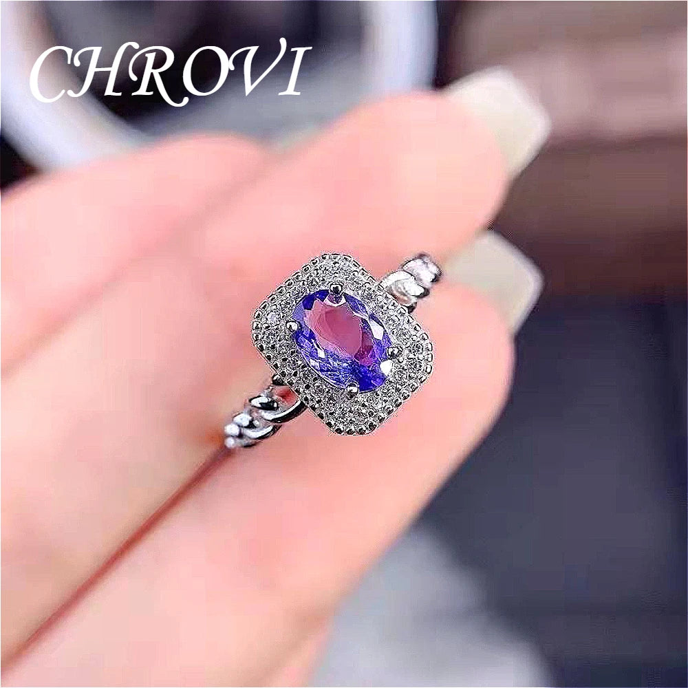 New 925 pure silver minimalist versatile purple diamond ring - full-cut open-ended precious stone women's ring