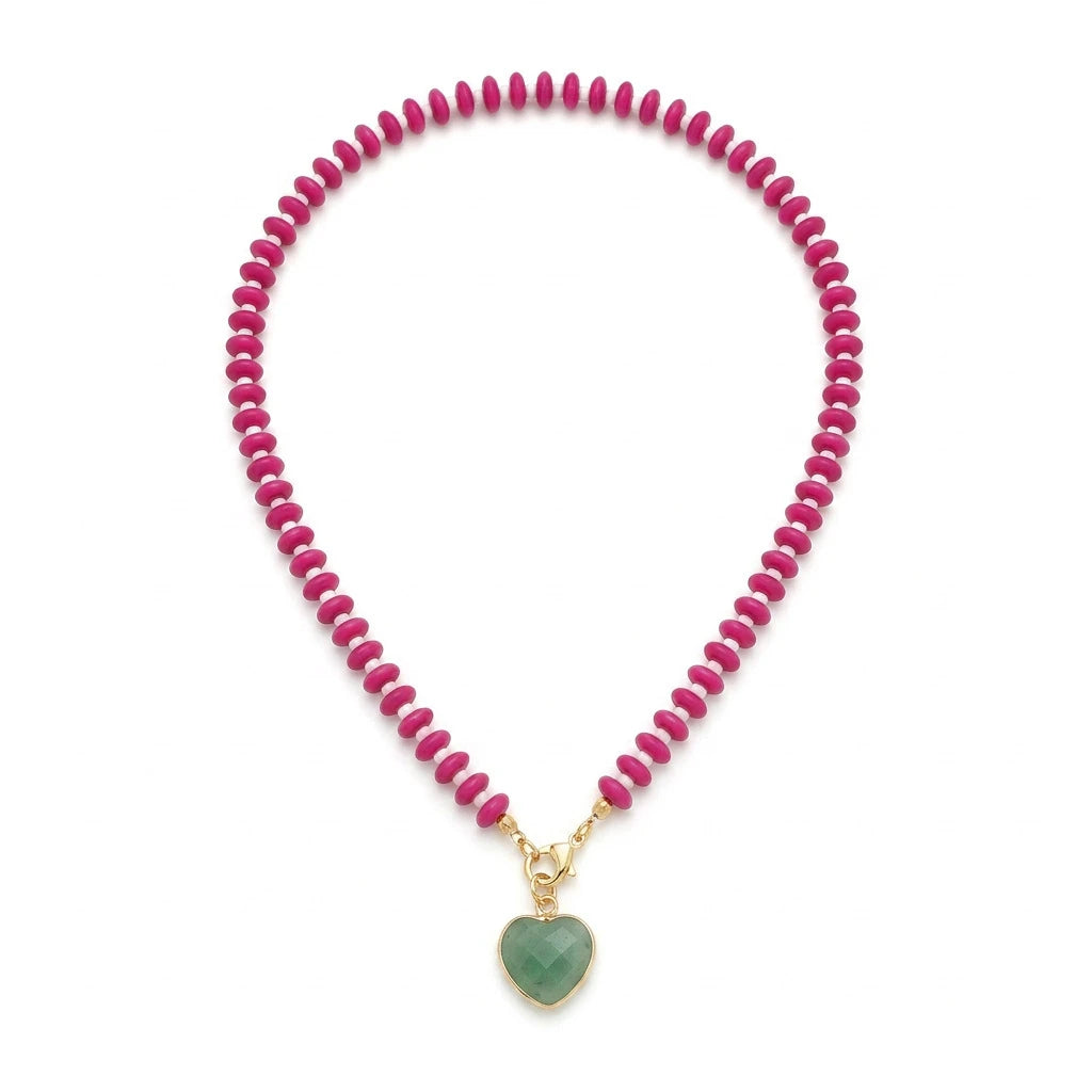 2026 Fashionable trendy dopamine colourful heart bead necklace colourful bead sweet girl versatile accessory