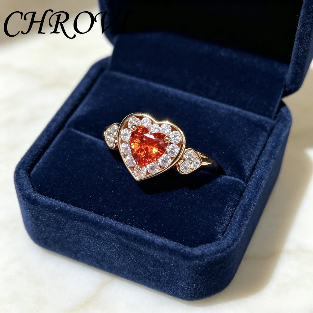 Retro 925 sterling silver dopamine fanta color heart-shaped zirconium stone open ring - Luxury handcrafted jewelry
