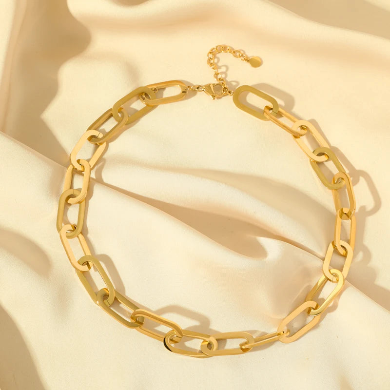 EILIECK 316L Stainless Steel Gold Color Chain Chokers Necklace For Women High Quality  Neck Chain Trendy Fashion Jewelry Bijoux