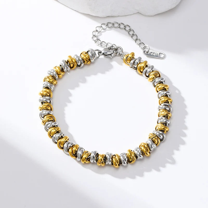 EILIECK 316L Stainless Steel Link Chain Bracelet Bangles For Women Trendy 18K Gold Plated Wrist Chain Waterproof Jewelry Gift