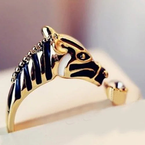 Cute Female Horse Open Gold Color Wedding Animal Rings Promise Adjustable Engagement Jewelry For Women