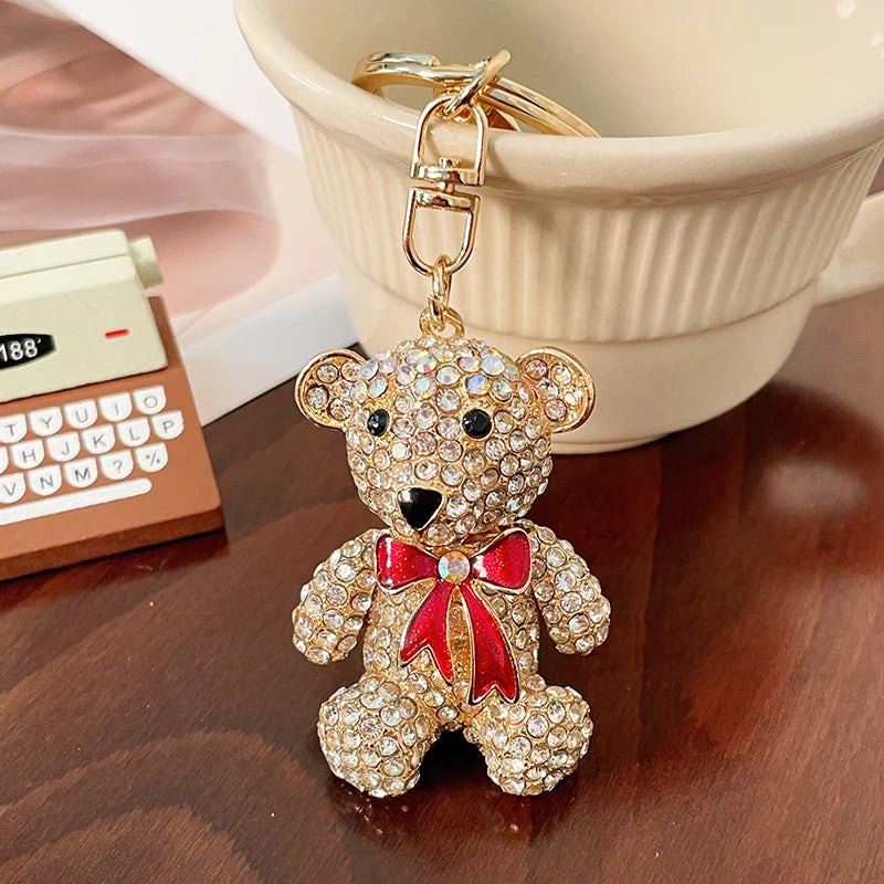Colorful Bear Series Keychain Dazzling Colors Love Bow Bears Pendant Accompanying Gift Wedding Souvenir