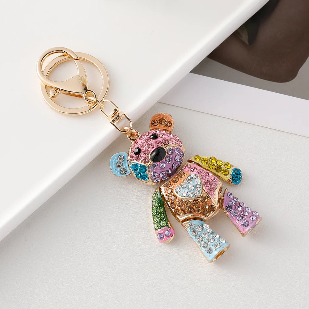 Colorful Bear Series Keychain Dazzling Colors Love Bow Bears Pendant Accompanying Gift Wedding Souvenir