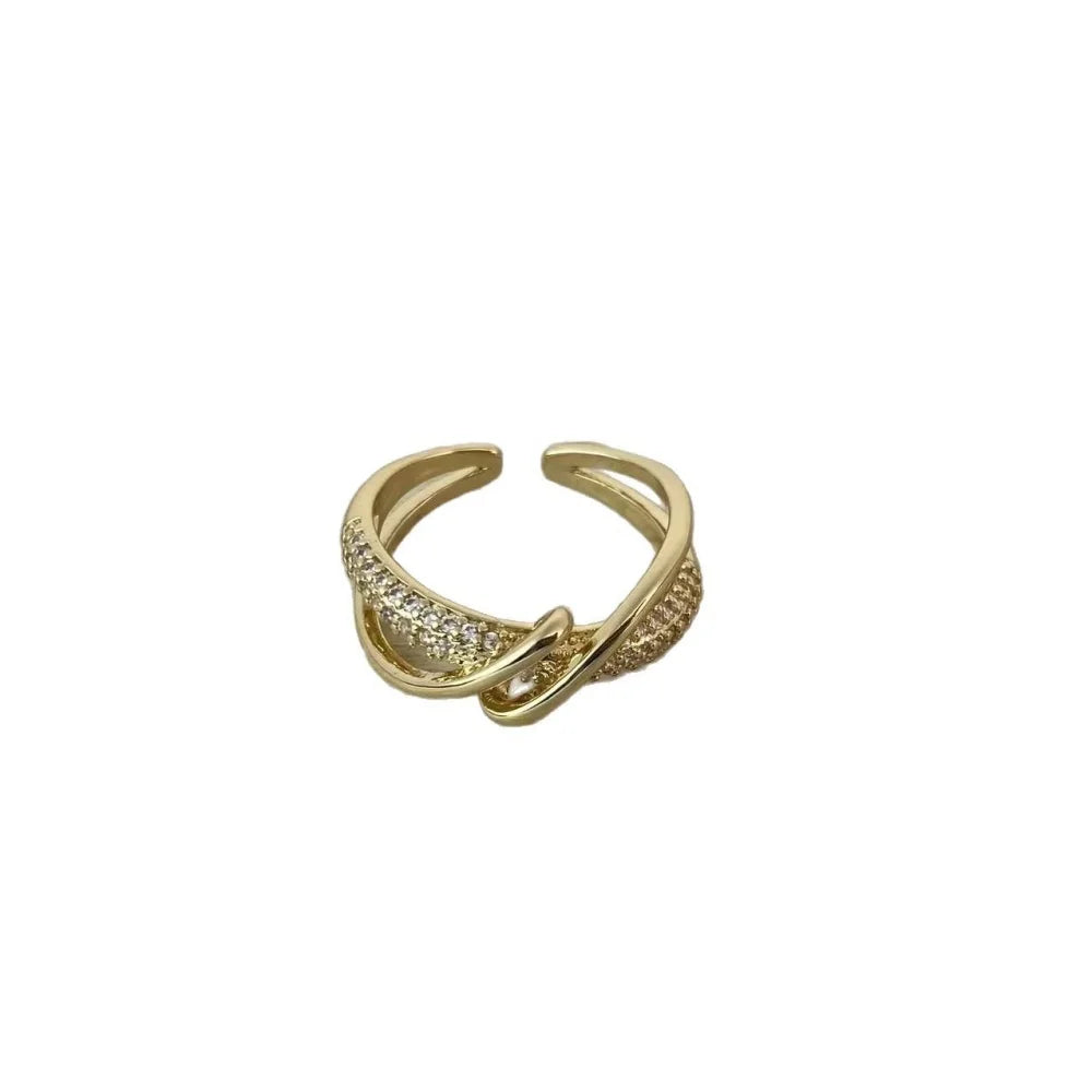 Charm Female White Zircon Stone Irregular Adjustable Open Ring Gold Silver Color Cute Gift  Wedding Jewelry For Women