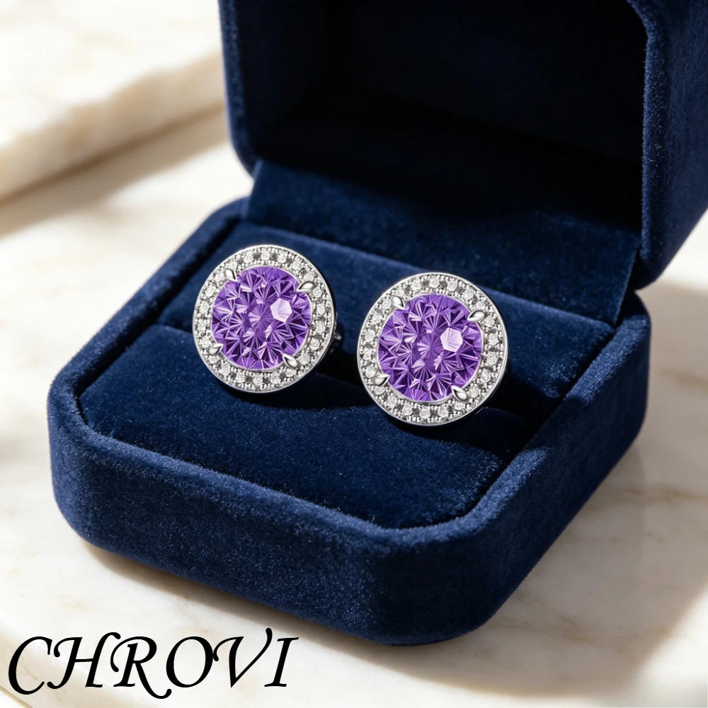 Exquisite 925 sterling silver gemstone-cut princess round earrings with ultra-shiny high-carat diamonds.