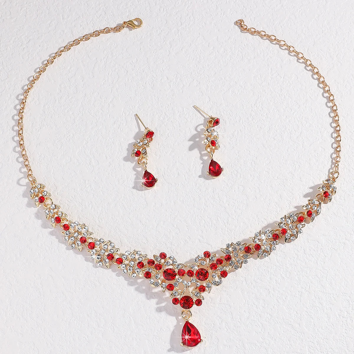 Amazon Bridal Necklace Earring Set Wedding Jewelry with Zircon Setting Evening Dress Accessories Cross Border Direct Sales