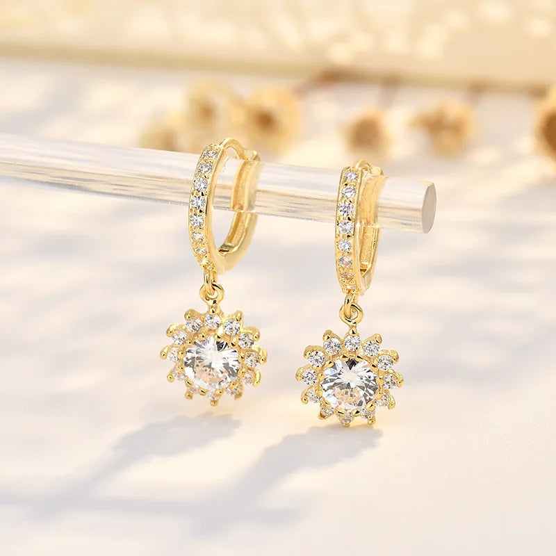925 Sterling Silver Earrings High quality Luxury Sparkly zircon for Women Fashion Jewelry Gifts Wedding Engagement Party cute