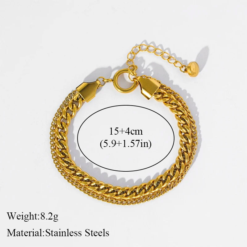 EILIECK 316L Stainless Steel Link Chain Bracelet For Women Trendy Punk 18K Gold Plated Waterproof Wrist Chain Jewelry Gift Party
