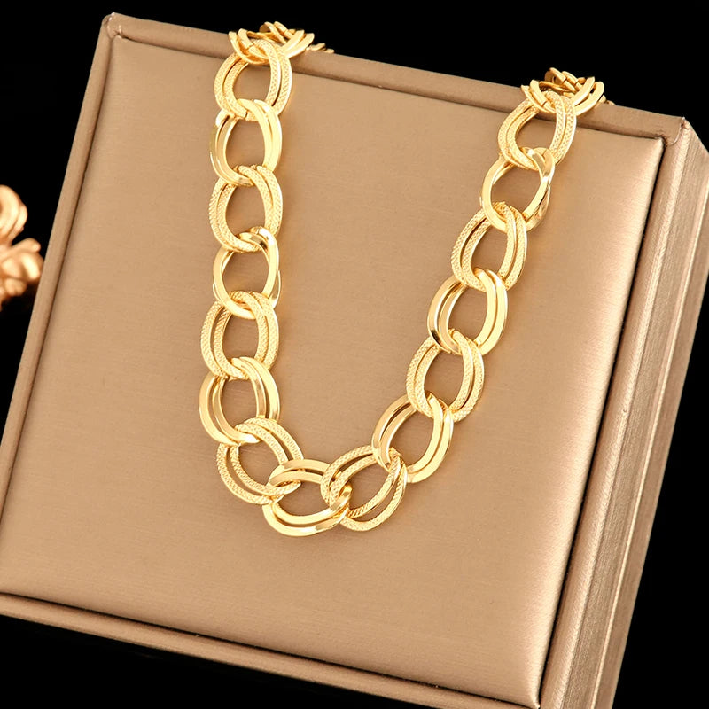 EILIECK 316L Stainless Steel Chains Necklace Choker For Women Trendy Gold Color Collar Neck Chain Waterproof Jewelry Lady Gift