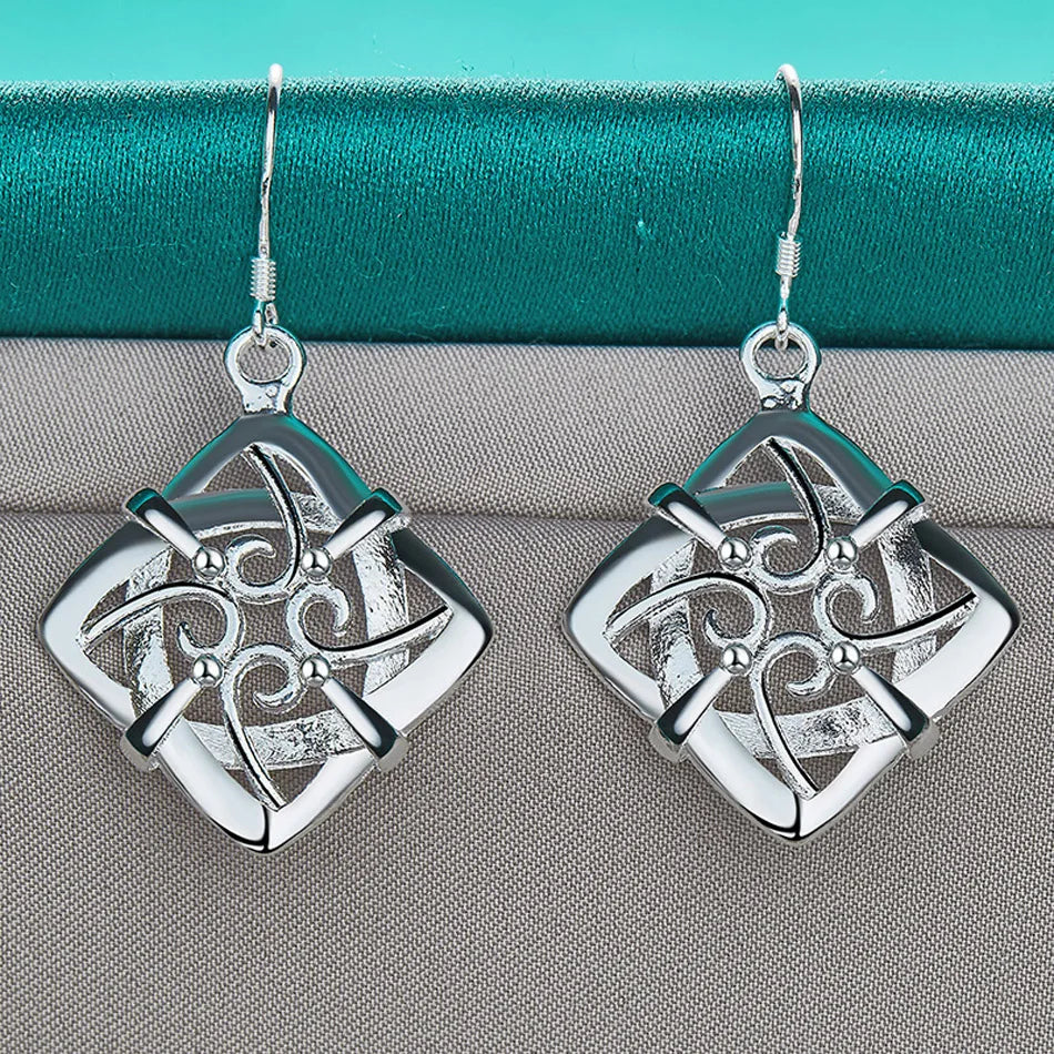 URMYLADY 925 Sterling Silver Four Leaf Flower Earrings For Women Charm Wedding Party Fashion Jewelry