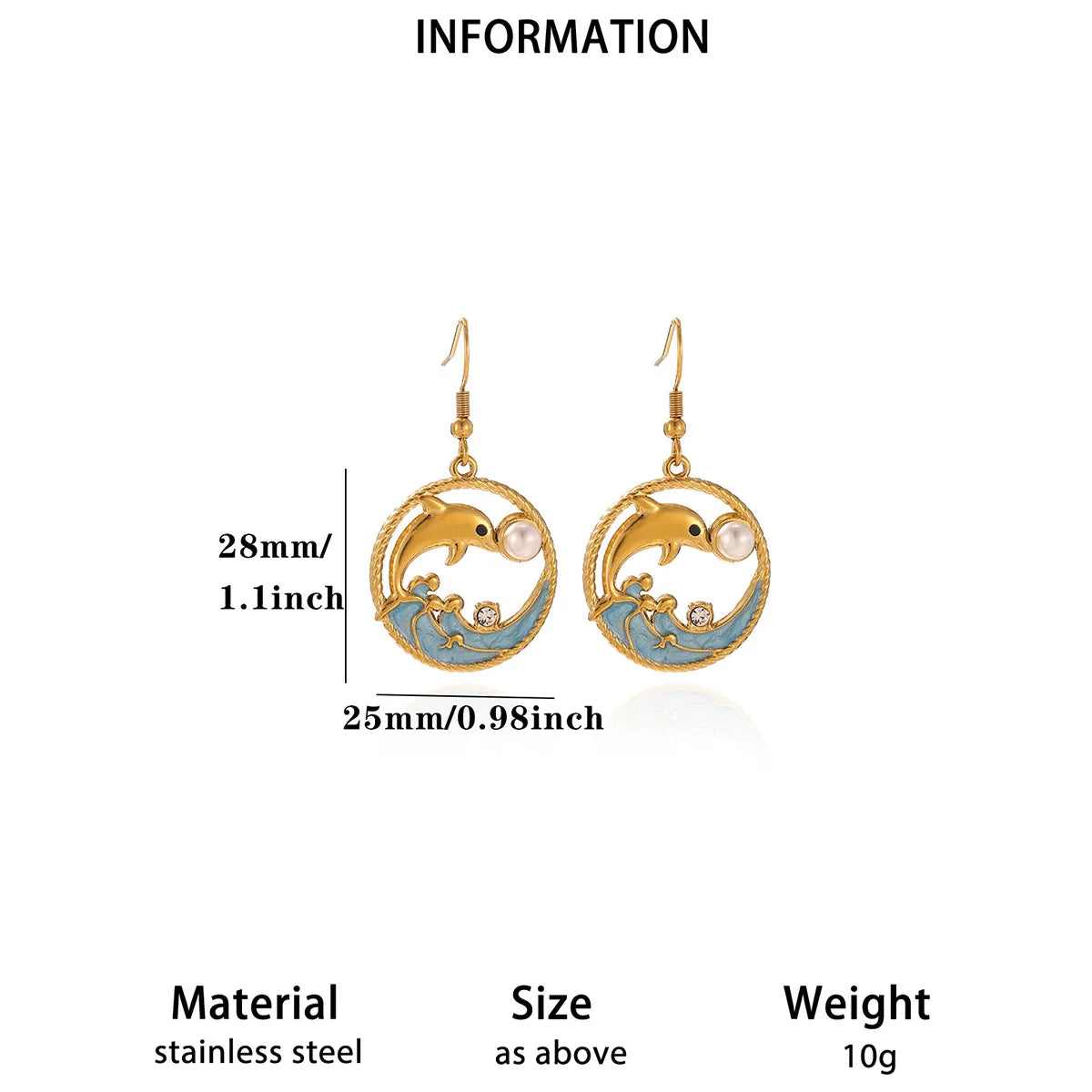 Vintage Stainless Steel Drop Earrings For Women Dangle Dolphin Pearl Earrings Waterproof Wedding Party Jewelry Gift 2026 New in